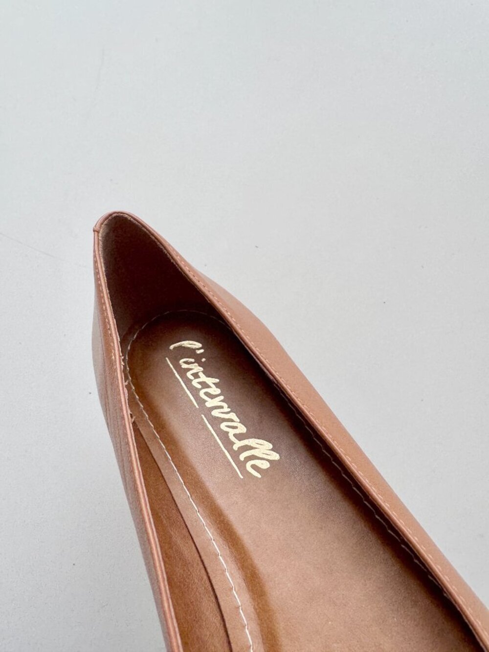 L'INTERVALLE Mulan Brown Leather Buckle Pointed Toe Ballet Flats, Size 8/39 - Picture 3 of 13